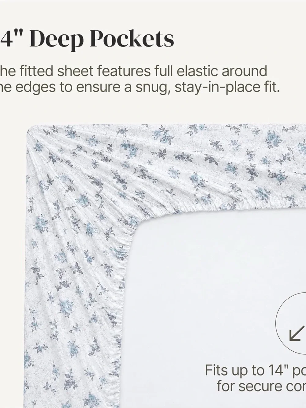 Floral Microfiber Sheet Set in Light Blue and Gray - Soft Printed Bedding
